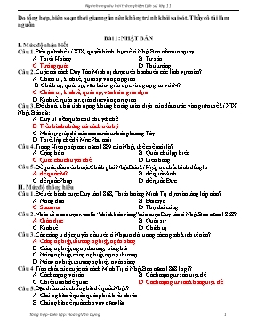 Ngân hàng câu hỏi trắc nghiệm Lịch sử Lớp 11